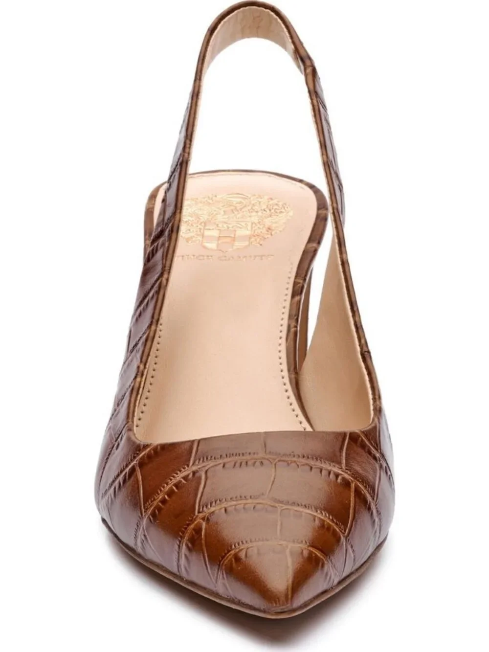 Women's Barn Brown Comfort Pointed Toe Hamden Slingback Pump Block Heel Shoes